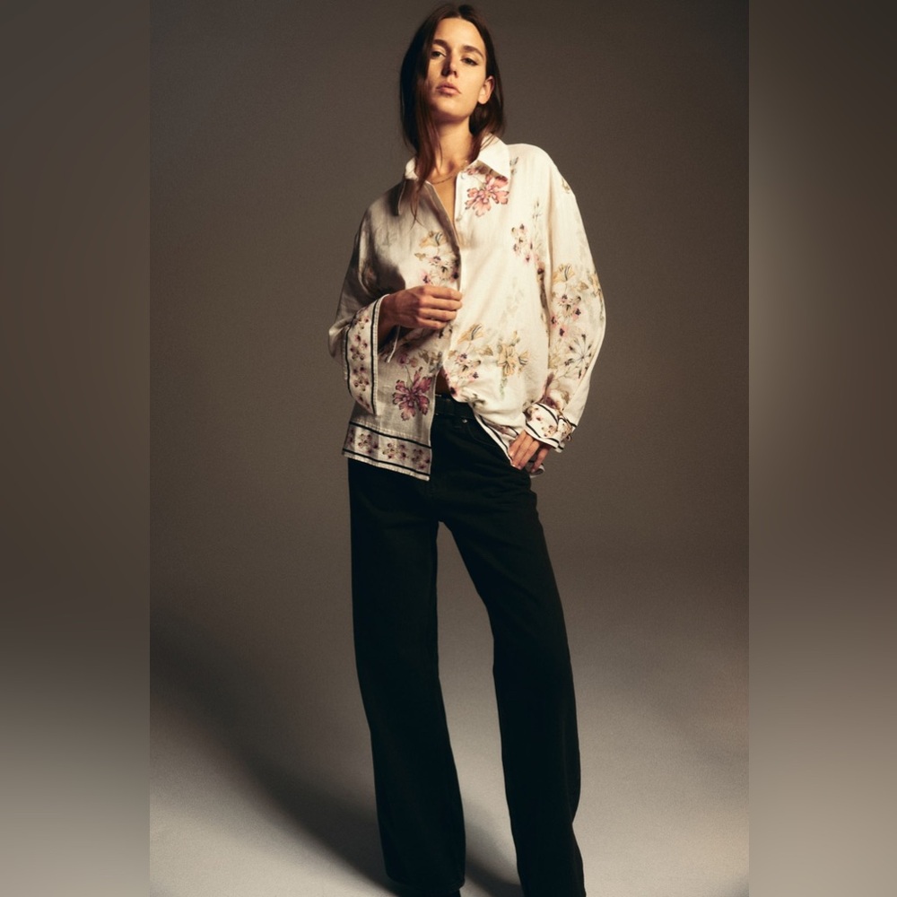 H&M Floral Linen Shirt